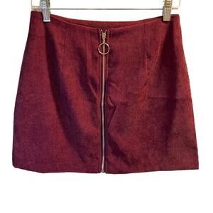 Shein, Burgundy corduroy mini skirt, zipper detail, 6